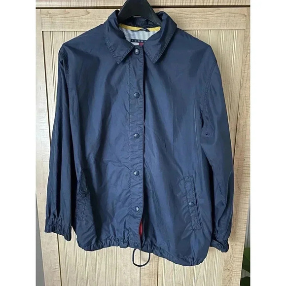 Tommy Hilfiger Men's Wind Breaker Jacket Size M Med Blue Snap Closure - Picture 1 of 7